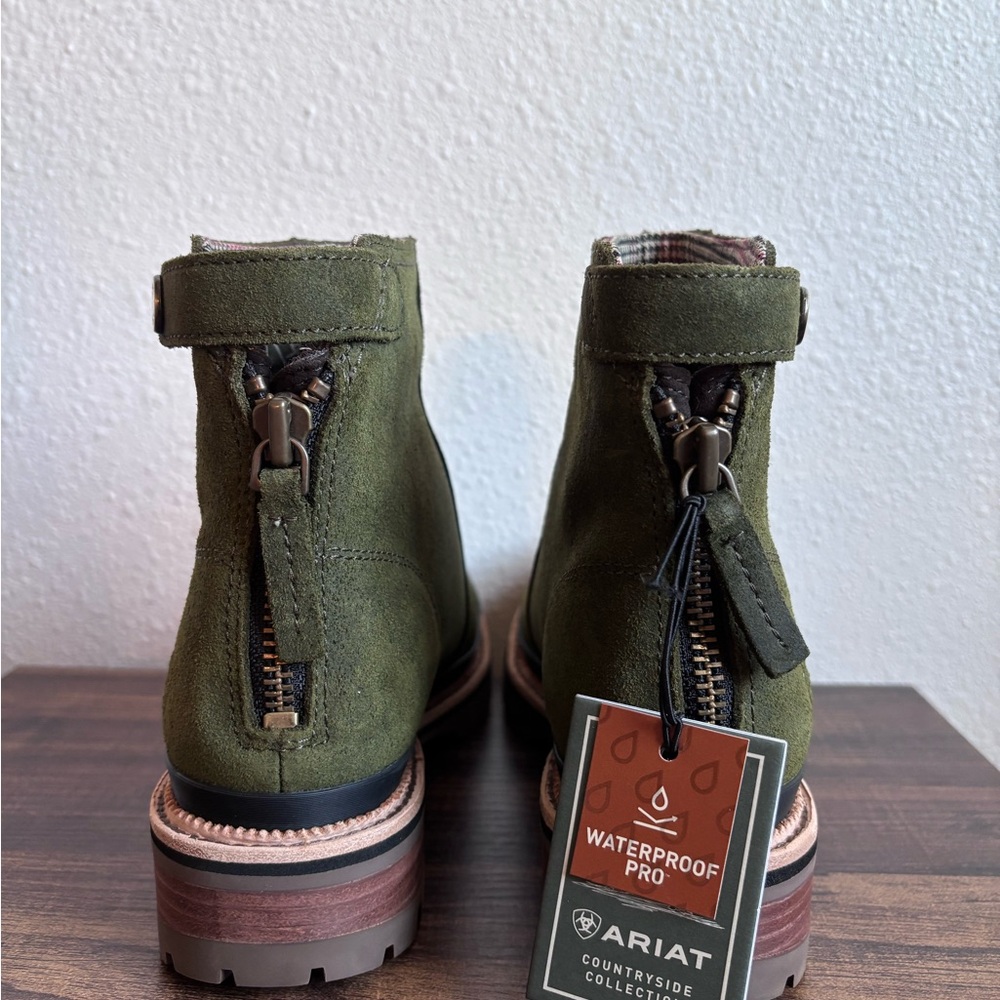 Ariat Olive Green Suede Ankle Booties - Picture 4 of 9